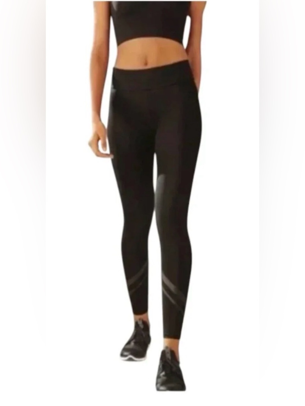 TORY SPORT Black High-Rise Weightless Chevron Legging Size:Medium